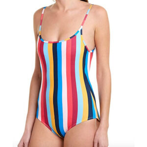 Shoshanna Rainbow Stripe Cami Classic One Piece Swimsuit Size 10 NWT $228